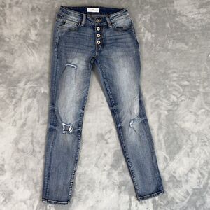 Kancan Women's 3/25 Medium Wash Button Fly Distressed Style KC5118D (27x29)